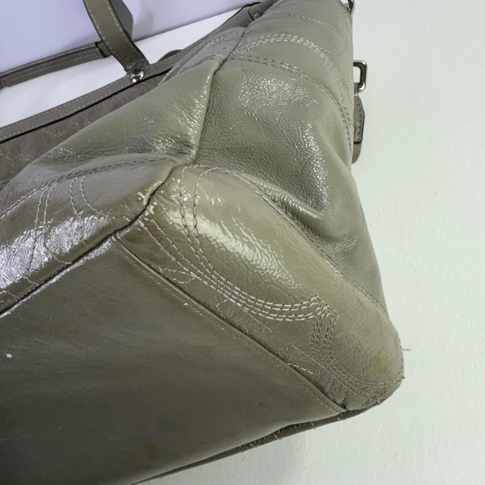 Coach Signature Logo Stitched Patent Leather Tote